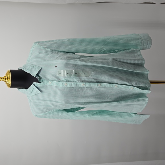 Tommy Hilfiger Button Front Pin Striped Long-Sleeve Mint Green Size Large - Picture 2 of 12